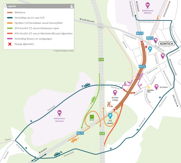 20260629 N171 Fietstunnel Sint-Rita Kontich - Omleidingsplan_Asfaltering vanaf 13 juli