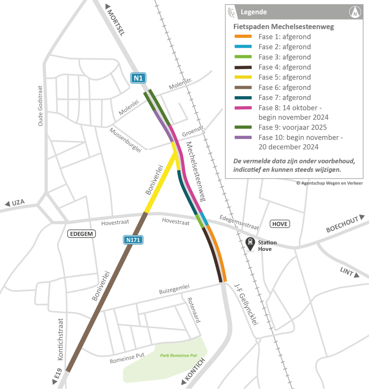Fasering fietspaden Mechelsesteenweg 30-10-2024