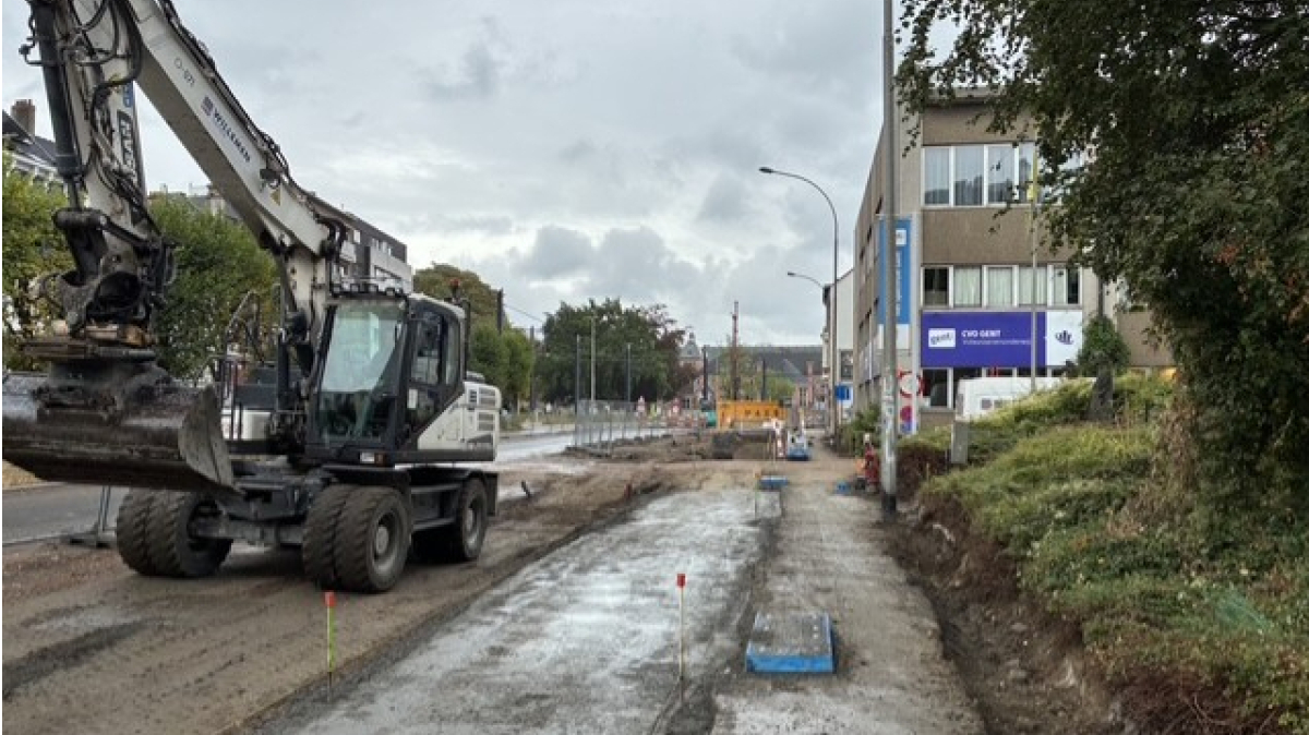 Werken fietspad Martelaarslaan